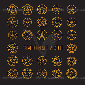 Bright star icon set - vector clip art
