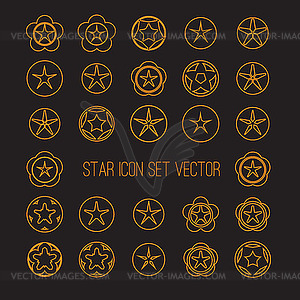 Bright star icon set - vector clip art