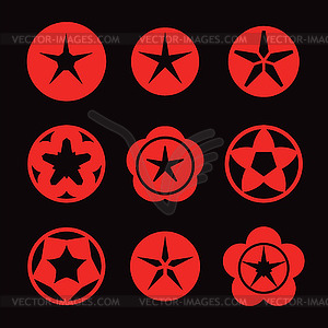Red star icon set - vector clipart