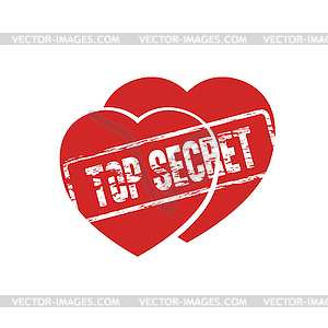 Two hearts top secret stamp - vector clipart