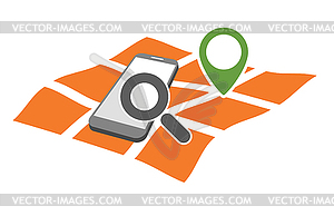 Mobile geo location searching - vector image