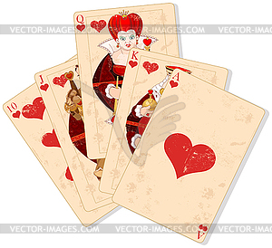 Hearts royal flush - vector clipart