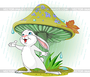Кролик под грибом - изображение в векторе / векторный клипарт