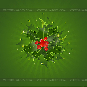 Christmas Holly On Green - royalty-free vector clipart