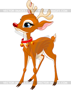 Cute Christmas reindeer Rudolf - royalty-free vector clipart