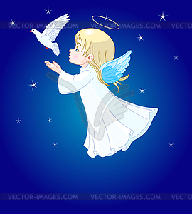 Ангел с голубем - векторное изображение EPS