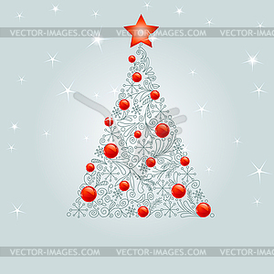 Decorated Christmas tree - vector clipart