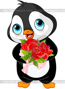 Cute Valentine day penguin - vector clipart