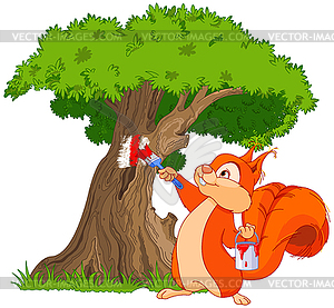 Squirrel painter - vector clipart