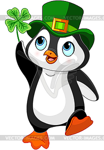 Penguin celebrates Saint Patrick Day - vector clip art