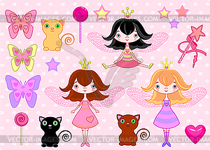 Little girls - vector clipart