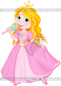 Princess licks lollipop - vector image