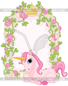 Fairy tale frame with unicorn - vector clipart