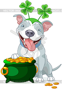 Pit bull celebrates Saint Patrick Day - vector image