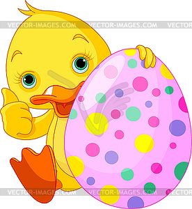 Easter Duckling gives thumbs up - vector clipart