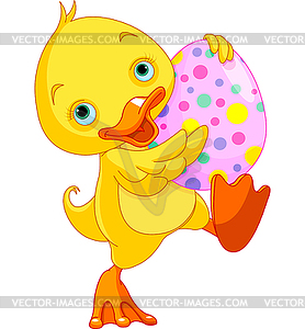 Easter Duckling Carry Egg - vector clip art