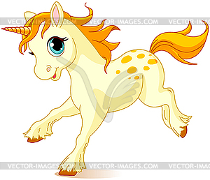 Running baby unicorn - vector image