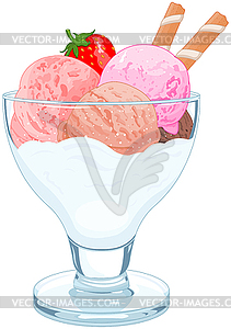 Вкусный десерт с мороженым - графика в векторе