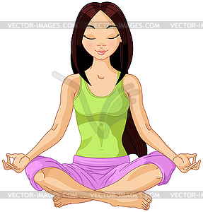 Asian Yogi Girl - vector image