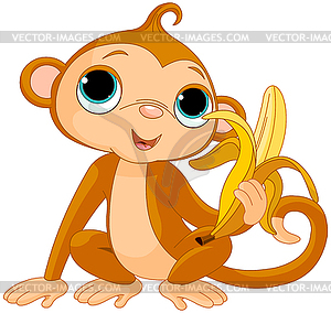 Funny Monkey with banana - vector image