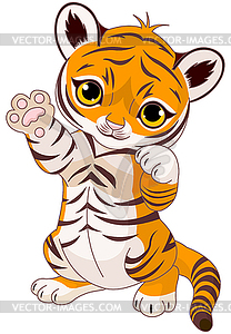 Cute playful tiger cub - vector clipart