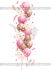 Pink holiday balloons in line - vector clipart