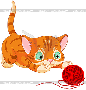 Playful Kitten - color vector clipart