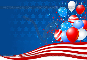 Balloons on American flag - vector clipart