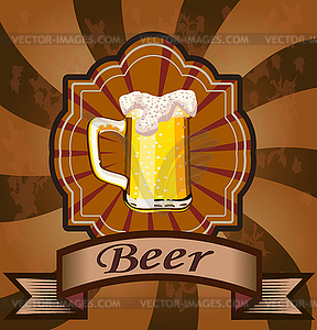 Glass goblet with beer and foam  - vector image
