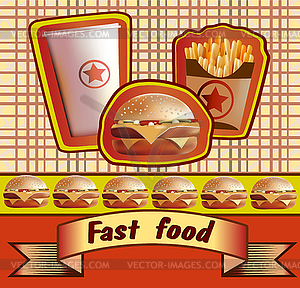 Vintage fast food background. - vector image