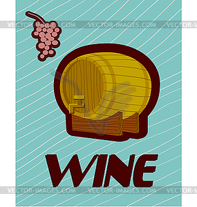 Banner with a barrel of wine in bottles and glasses - vector clipart
