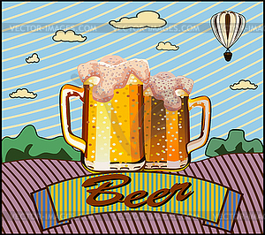 Glass goblet with beer and foam  - vector clipart