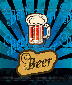 Glass goblet with beer and foam  - vector image