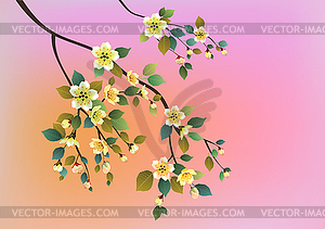 Sakura .Evening in the garden blooming cherry - vector image