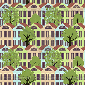 Seamless town - vector clipart