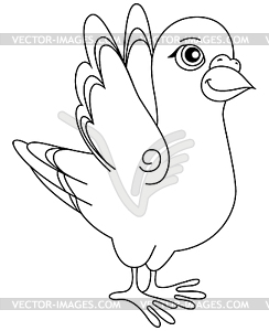  Unpainted funny cartoon pigeon positive - stock vector clipart