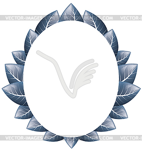  Oval frame of blue leaves - stock vector clipart