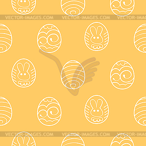 Easter seamless background. Decorated eggs on yellow - vector clipart