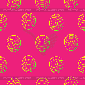 Easter seamless background. Decorated eggs on red - vector clip art