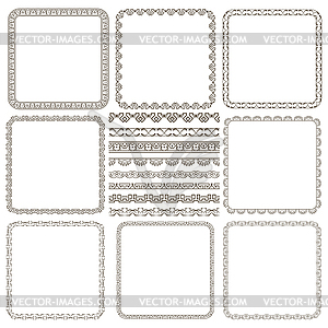 Set of elegant seamless borders and frames - vector image