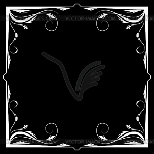 Floral white frame on black background - vector clipart