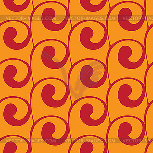 Seamless orange background with red swirls - vector clip art