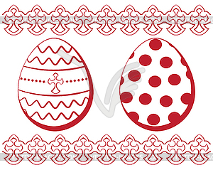 Easter set. Eggs with pattern and border - vector image