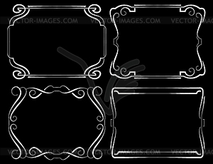 Set of framework. White on black - vector clip art