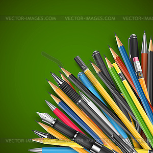 Pen and pencils - vector clip art