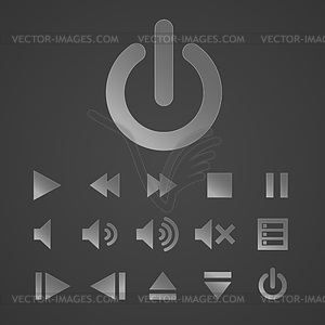 Set of icons for music media player - vector clipart