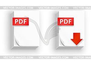 PDF иконки листов бумаги - векторное изображение EPS
