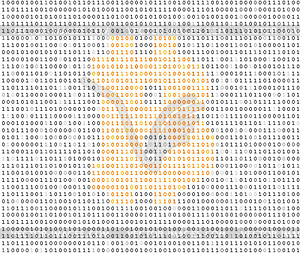 Bitcoin symbol binary code - vector clip art