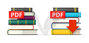 PDF books stacks icons - vector clipart
