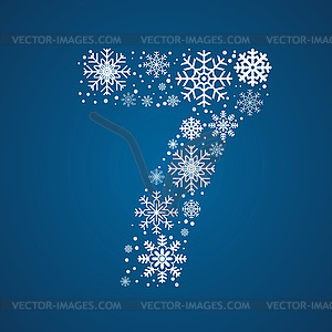 Number 7 font frosty snowflakes - royalty-free vector image